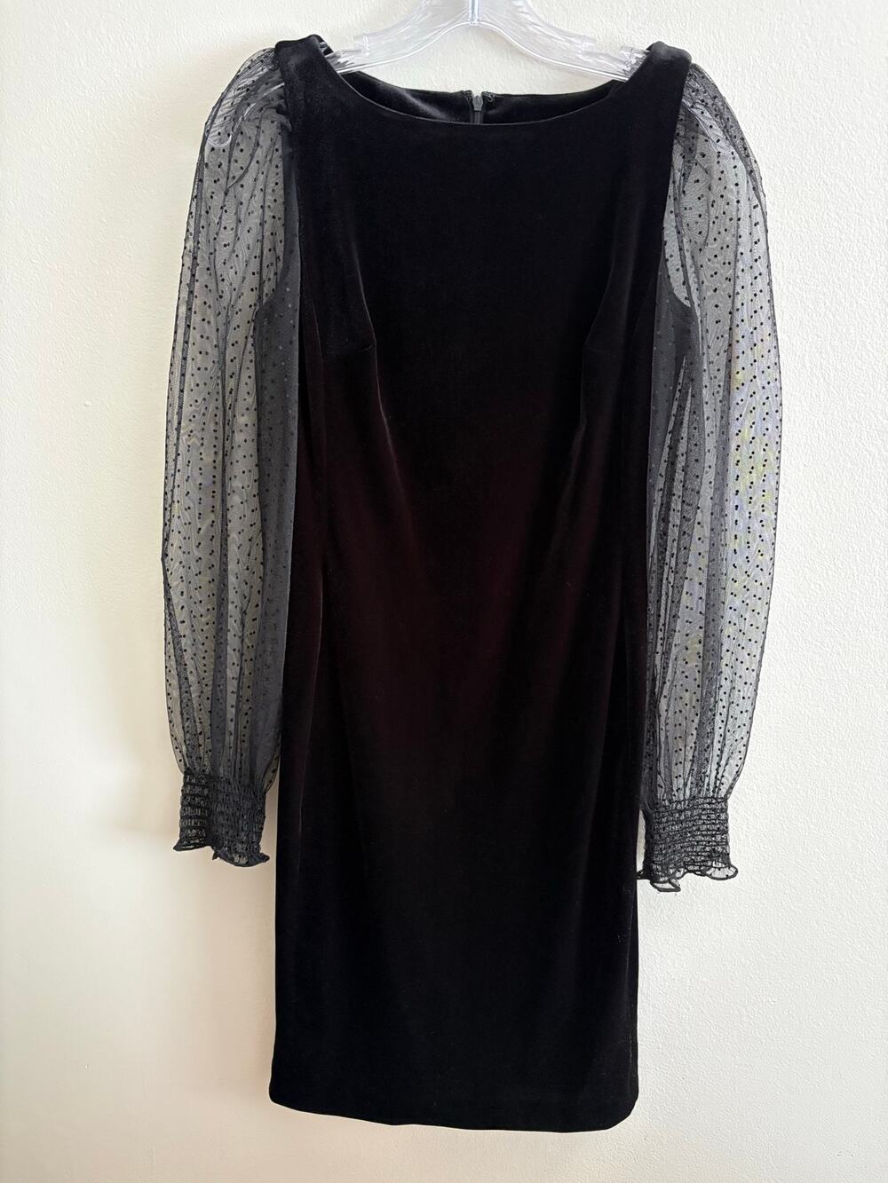 Karl Lagerfeld Paris Velvet Sheer Long-Sleeve Dress Size 2